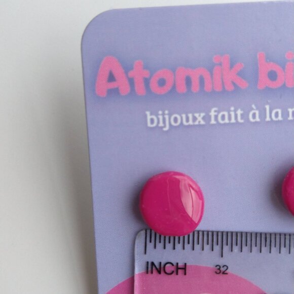 Handmade pink polymer clay earrings. Boucles d'oreilles fait à la main - Picture 4 of 6